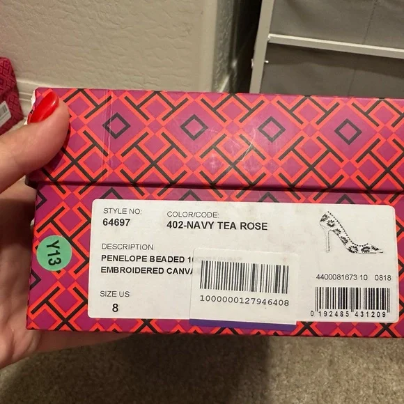 Tory Burch Navy Heels with Floral Embroidery - Picture 9 of 10